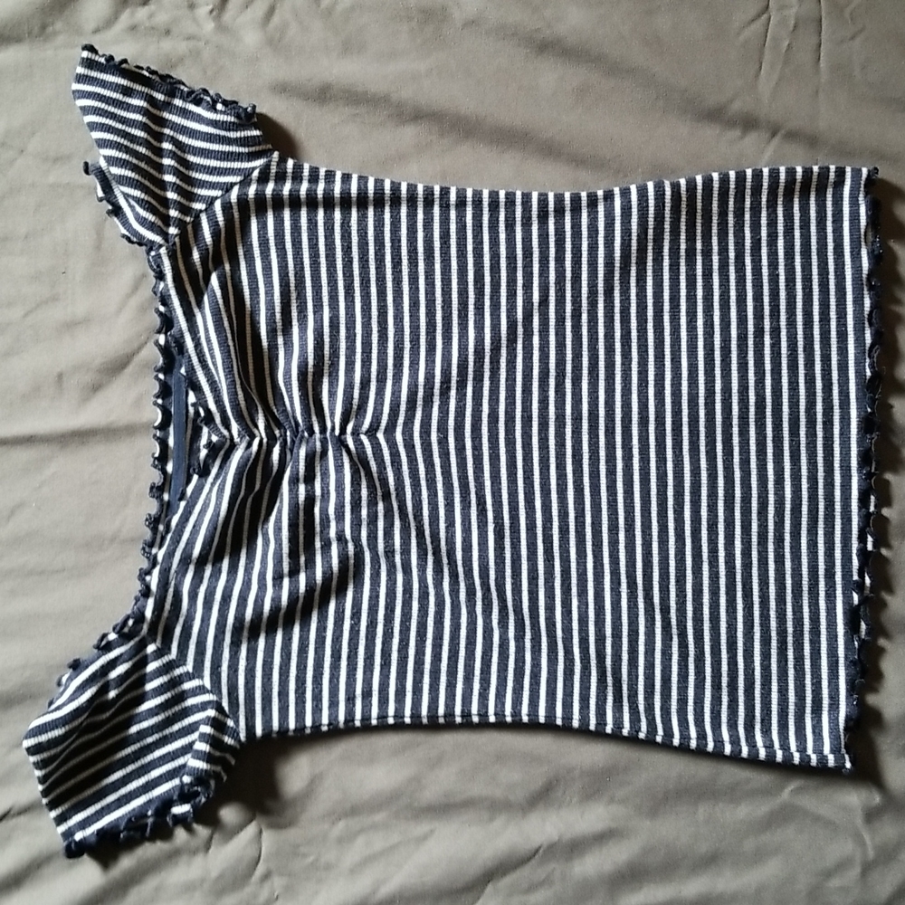 Hollister Striped Ribbed Off the Shoulder Top